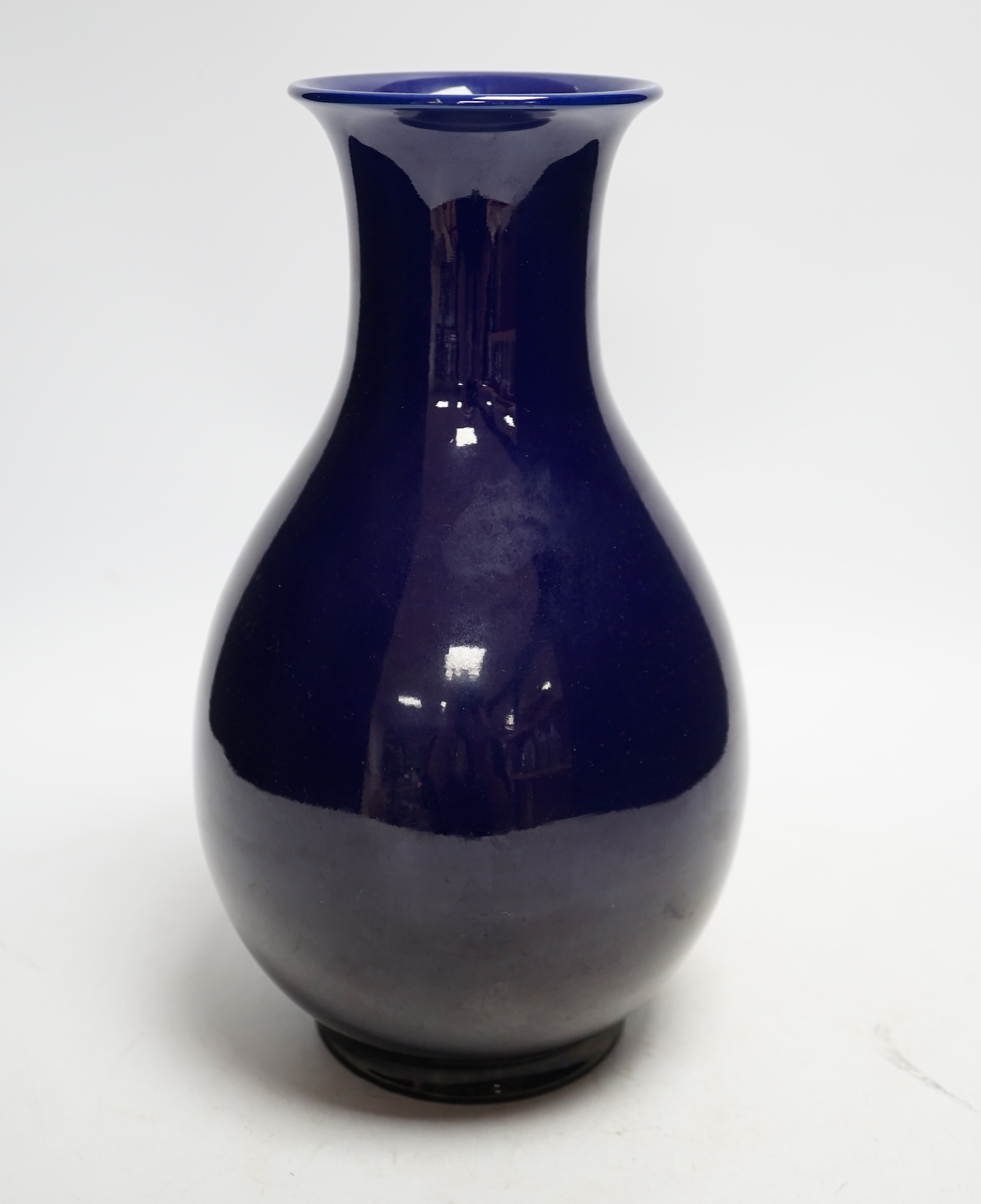 A Chinese blue glazed baluster vase, 29cm